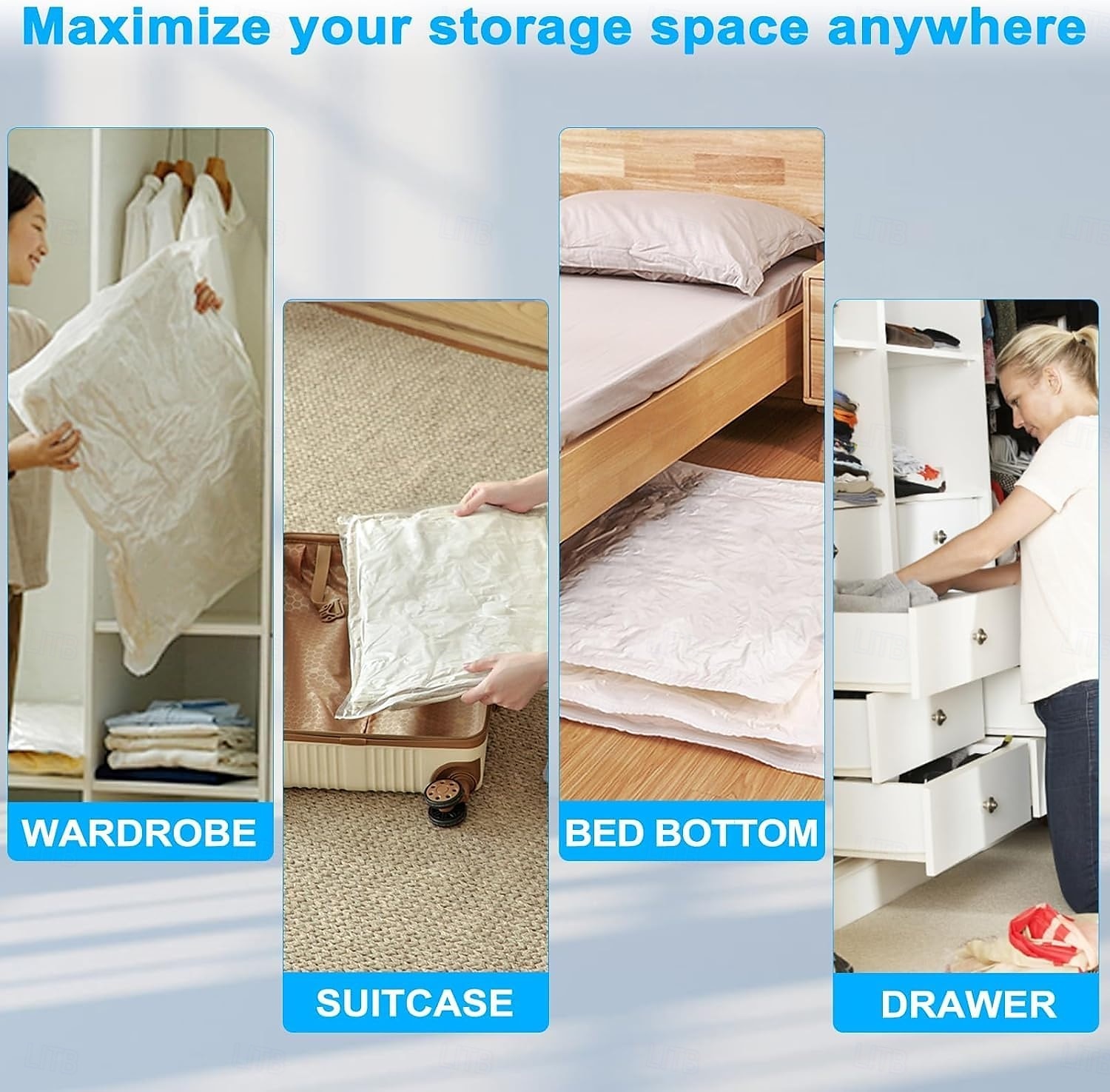 Lot de 10 sacs de rangement sous vide de voyage avec pompe à main, sacs de compression compacts pour vêtements, couvertures, couettes, sacs d'emballage pour bagages et valises, sacs ziplock réutilisables de 2025 ? $35.99 –P8