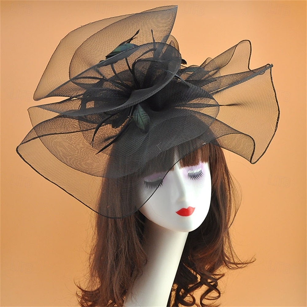 Coiffe Tulle Chapeau Fedora Mariage Anniversaire Soirée Fête du thé Course de Chevaux Élégant ancien Mignon Avec Plume Casque Couvre-chef de 2025 ? $19.99 –P3