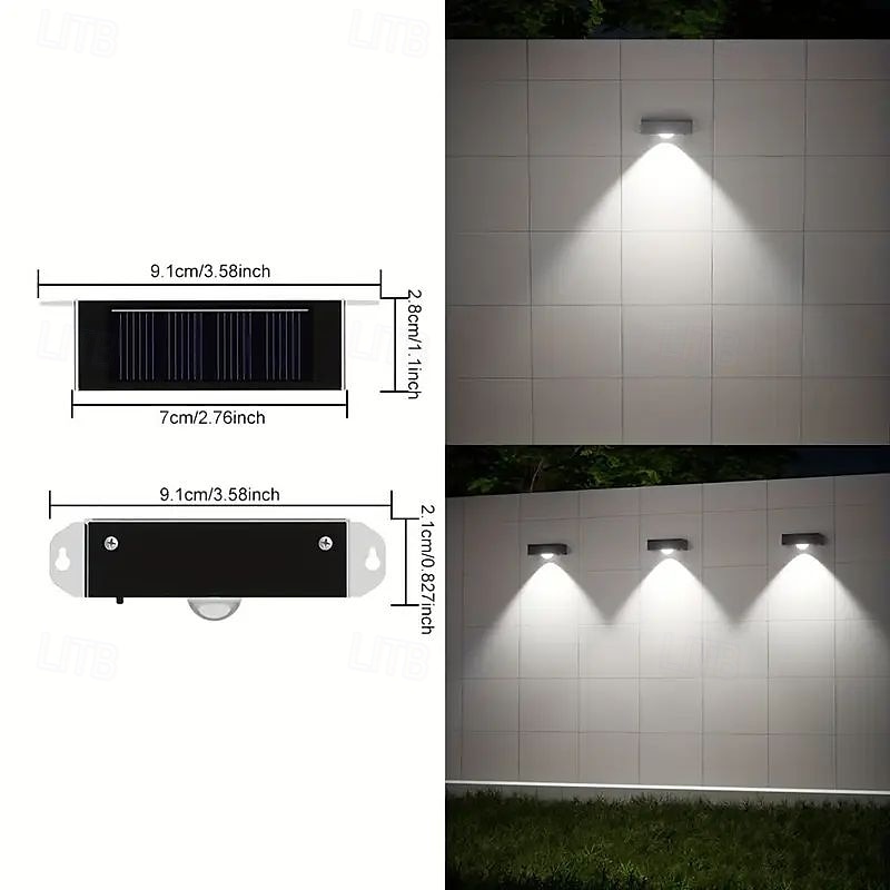 4 stk solcelle LED vegglamper utendørs vanntette solcelle veggvasker lys for bakgård hage gjerde vegg dekk trapper belysning landskap dekorasjon 2025 - $20.99 –P6