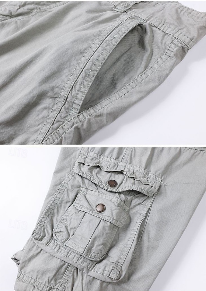 Homens Shorts táticos Capri Cargo Shorts Bermuda Cargo Calção Shorts de Trilha Botões Bolso multi Tecido Vestível Comprimento da panturrilha Ao ar livre Diário Acampar e Caminhar Moda Clássico Preto de 2025 por $31.99 –P3
