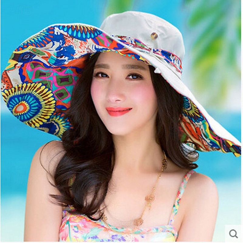 damer solhatt strandhatt sammenleggbar kinesisk nyttår sommerhatt damesolhatt tosidig allsidig strandferie solbeskyttelse storkant strandhatt sammenleggbar uv-beskyttelse bohemsk vind 2025 - $35.99 –P2