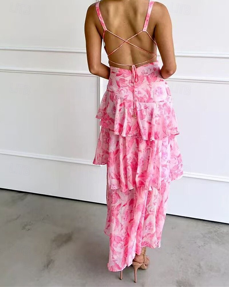 Damskie Długa sukienka sukienka maxi Sukienka Boho Codzienne sukienki Sukienki szyfonowe Letnie sukienki Moda Na zewnątrz Impreza Święto Regularny Kwiaty Bez rękawów Głęboki dekolt w serek Żółty 2026 - $31.99 –P6
