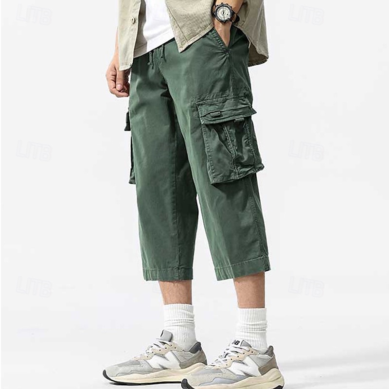 Per uomo Pantaloncini Cargo Capri Pantaloni capri Coulisse Elastico in vita Multi-tasche Semplice Comodità Indossabile Lunghezza al polpaccio All'aperto Sport Quotidiano Moda Casual Nero Cachi del 2025 a $37.99 –P6