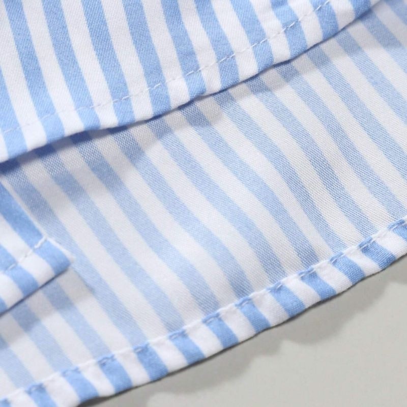 Herren Sommerhemd Freizeithemd Strandhemd Knopfhemd Himmelblau Kurzarm Streifen Revers Urlaub Hawaiianisch Button-Down Bekleidung Polyester Mode Lässig Bequem 2025 - $24.99 –P4