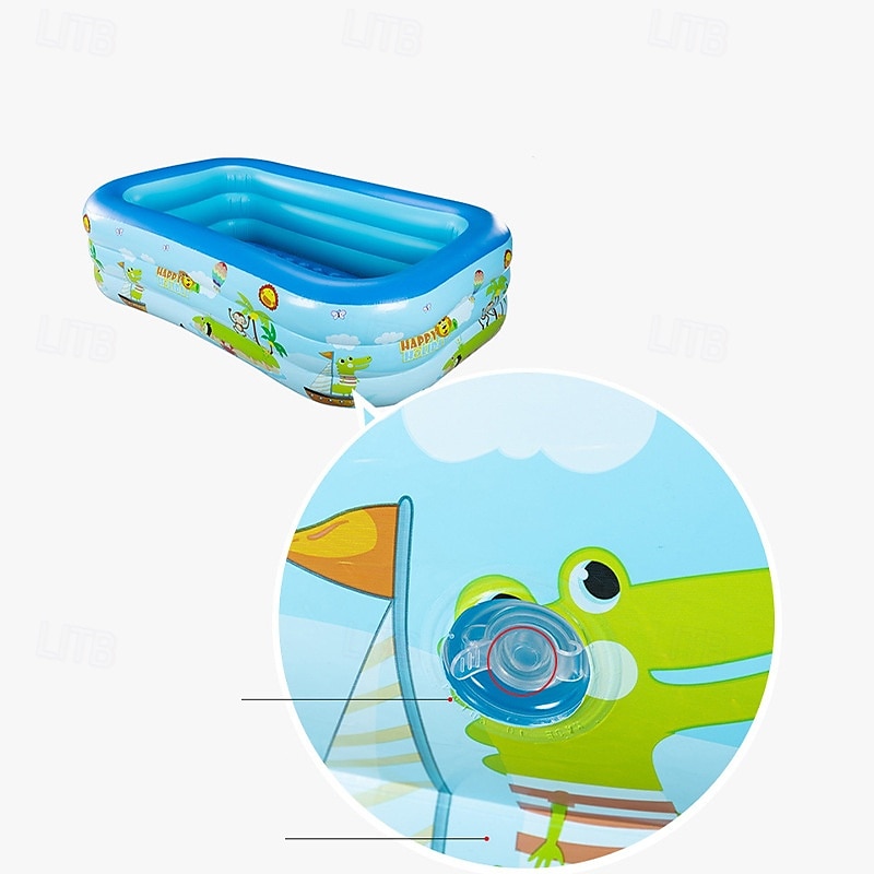 בריכת שחיה מתנפחת טבעת עליונה מתנפחת בגודל משפחתי בריכת שכשוך PVC עם מספר רכיבים - בריכת שחיה ומשחק ביתית ללא חשמל עם עיצוב בור כדור ימי מעובה 2025 - $33.99 –P2