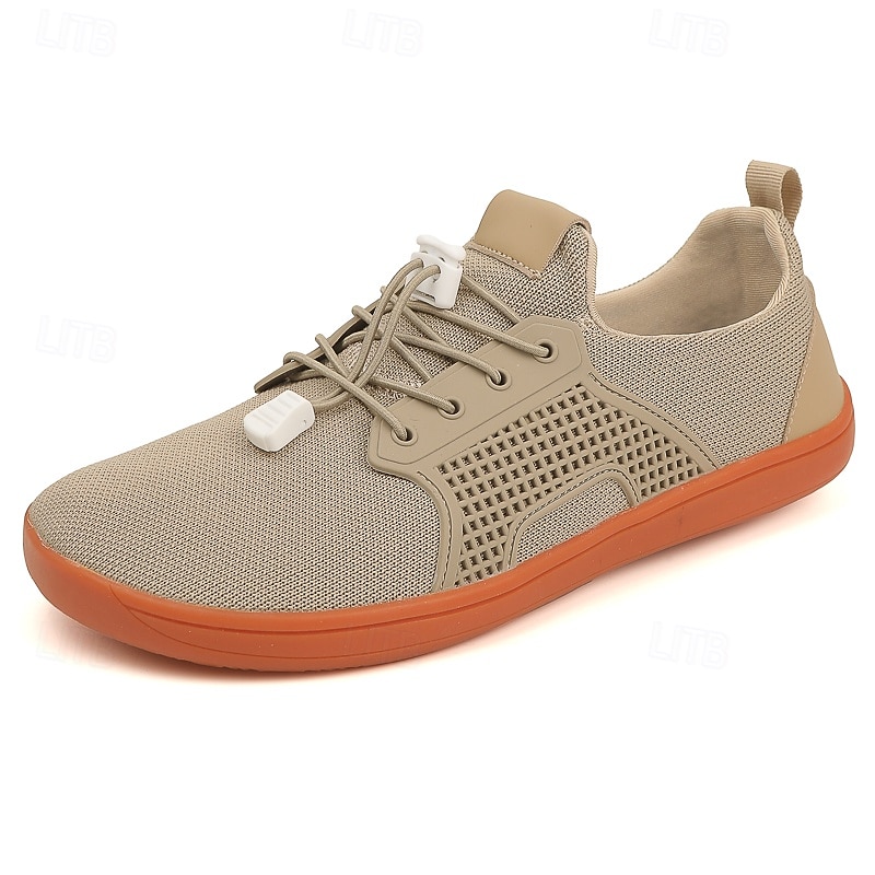Barfuß-Sneakers aus hellbraunem Strick für Herren – flexibles, bequemes Design mit Schnürverschluss für aktive und lässige Kleidung 2025 - $34.99 –P1