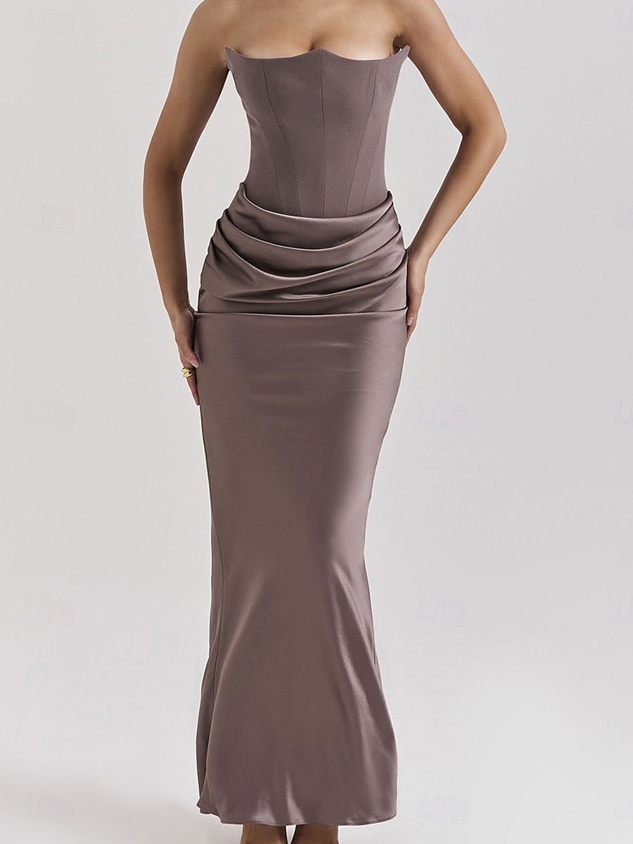 Trumpetti / merenneito Quinceanera mekot Tyylikäs Mekko Häät Häävieras Kokopitkä Hihaton Olkaimeton Spandex Selästä avoin kanssa Rypytetty 2025 2025 - $89.99 –P9
