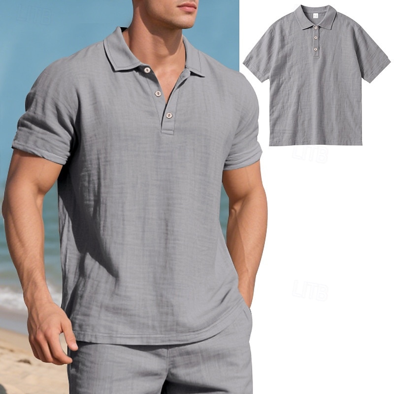 Miesten Polo Golfpaita liiketoiminta Kausaliteetti Classic Lyhythihainen Muoti Yhtenäinen väri Napit Tasku Kesä Kevät Normaali Musta Valkoinen Laivaston sininen Apila Khaki Vaalean sininen Polo 2025 - $18.99 –P16