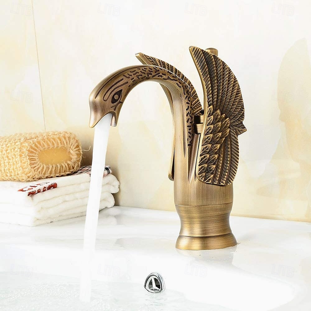 Robinet de lavabo - Classique Chrome / Laiton antique / Électroplaqué Ensemble central Poignée unique à un trouBath Taps de 2025 ? $121.99 –P3