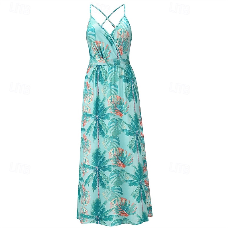 Per donna Abito Midi Abito Estivo Abito Sottoveste Abito Boho Moda Moderno Quotidiano Spiaggia Weekend Vestibilità regolare Floreale Senza Maniche Scollo a V blu acqua Nero Rosa Arancione Estate del 2025 a $23.99 –P6