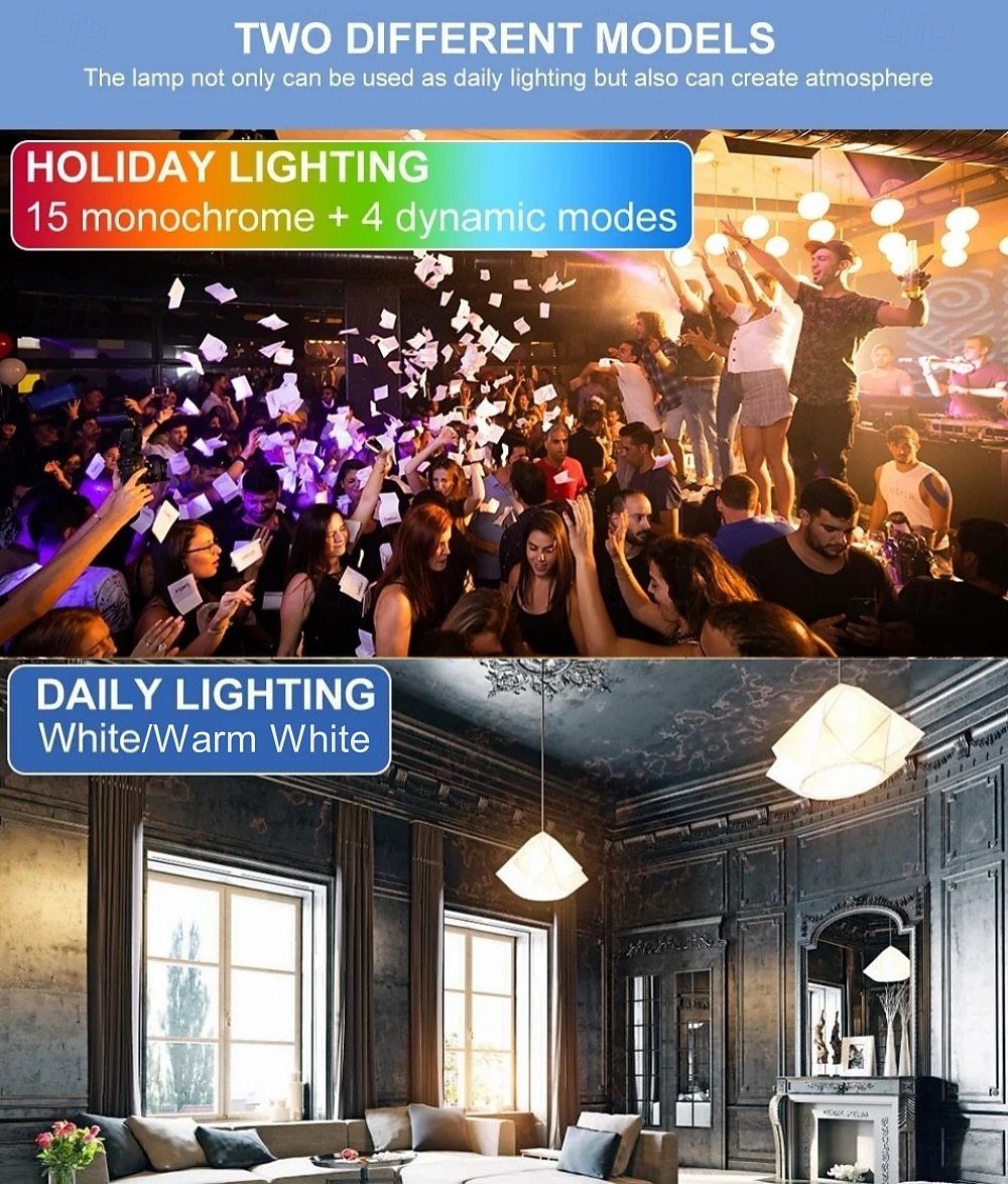 E27/E26 RGB LED Light Bulbs Smart Lights with Remote 15W RGBW Color Changing Light Bulbs 16 Color Multicolor Light Bulb Dimmable Light for Home Decoration Bedroom Stage Bar Party 2026 - $8.49 –P6