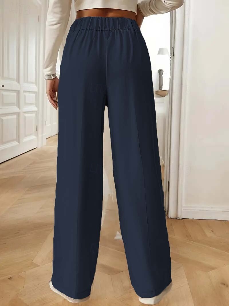 Femmes Slacks Mode Chino Longueur complète Taille haute Uni Avec Poches Confortable Doux Non Elastique Bureau / Carrière Décontracté Quotidien Abricot Noir Marine foncé Kaki Printemps, Automne de 2025 ? $19.99 –P8