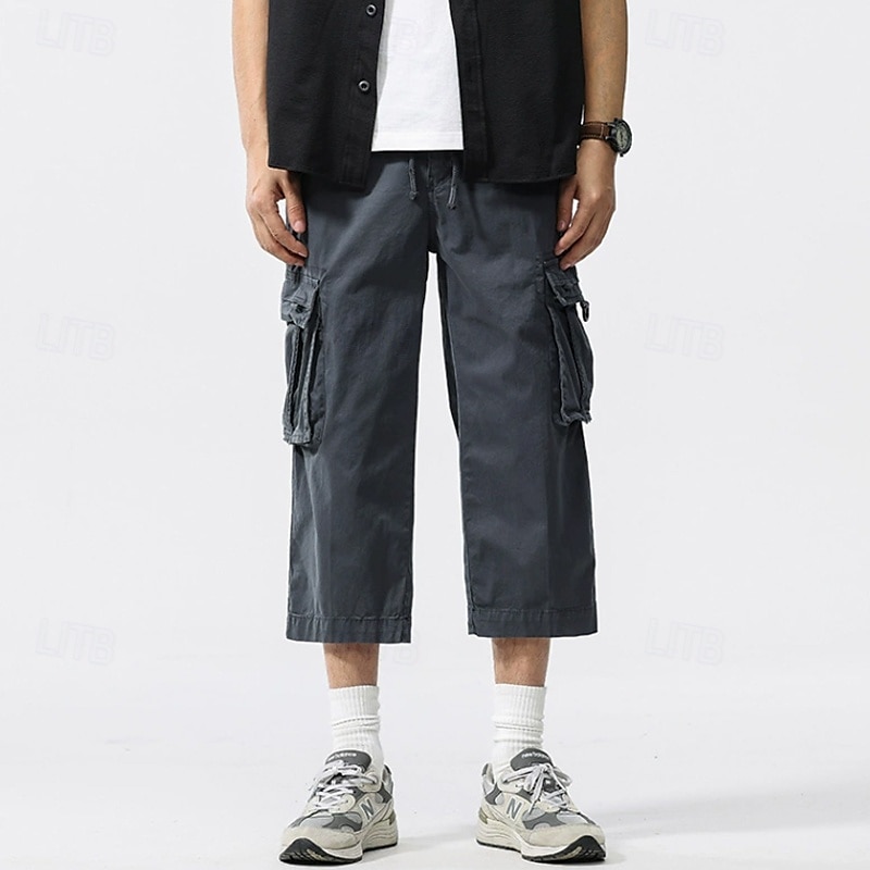Per uomo Pantaloncini Cargo Capri Pantaloni capri Coulisse Elastico in vita Multi-tasche Semplice Comodità Indossabile Lunghezza al polpaccio All'aperto Sport Quotidiano Moda Casual Nero Cachi del 2025 a $37.99 –P9