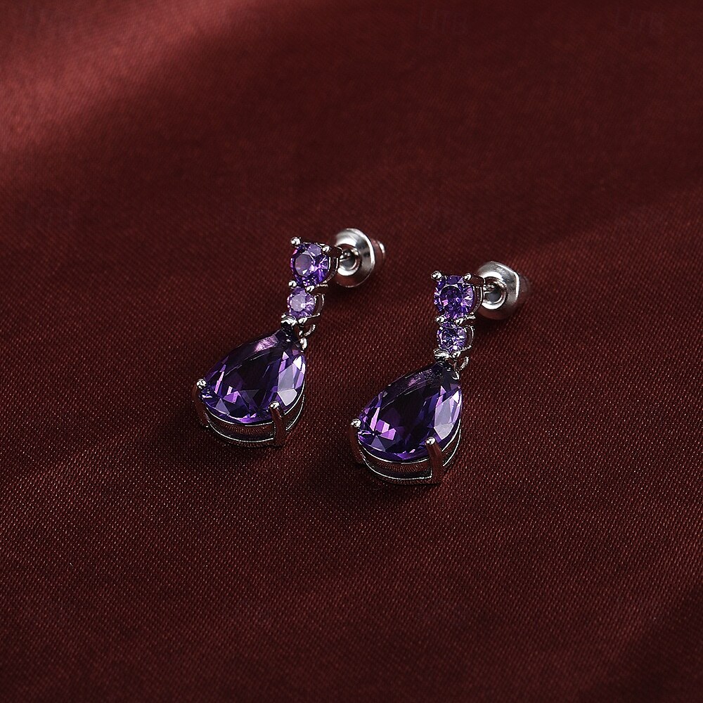Mujer Pendiente Pera Gota Elegante Aretes Joyas Blanco / Morado Para Boda Fiesta 1 Par 2025 - $14.49 -P6