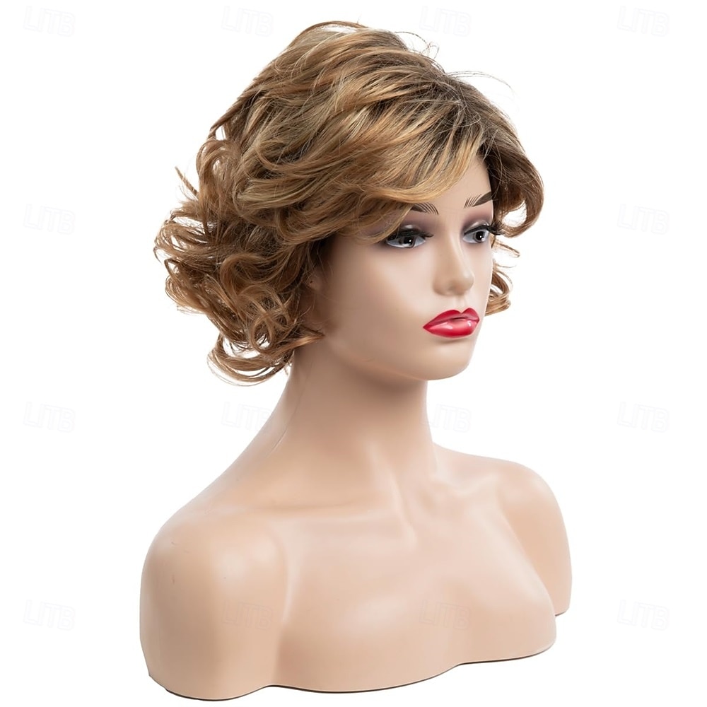 krótkie blond peruki dla kobiet krótkie fryzury pixie kręcone włosy peruka puszyste naturalne wyglądające syntetyczne włosy codzienne peruki 2026 - $25.99 –P2