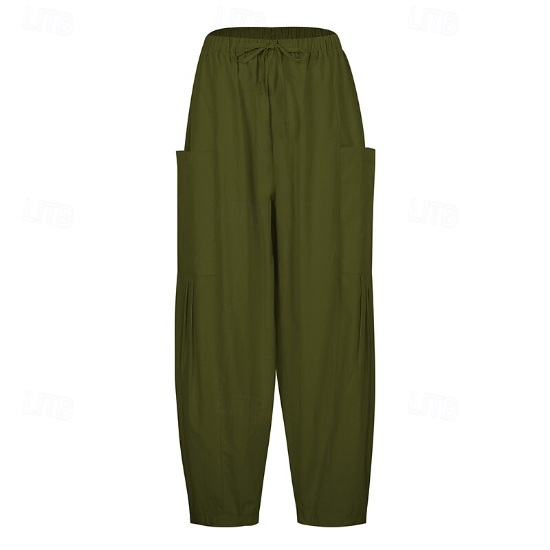 Per donna Gamba larga Pantaloni Vacanza Moda Lunghezza intera Misura del girovita medio Semplice Elastico in vita Traspirante Confortevole Micro-elastico Streetwear Abbigliamento quotidiano Uscire del 2025 a $30.99 –P18