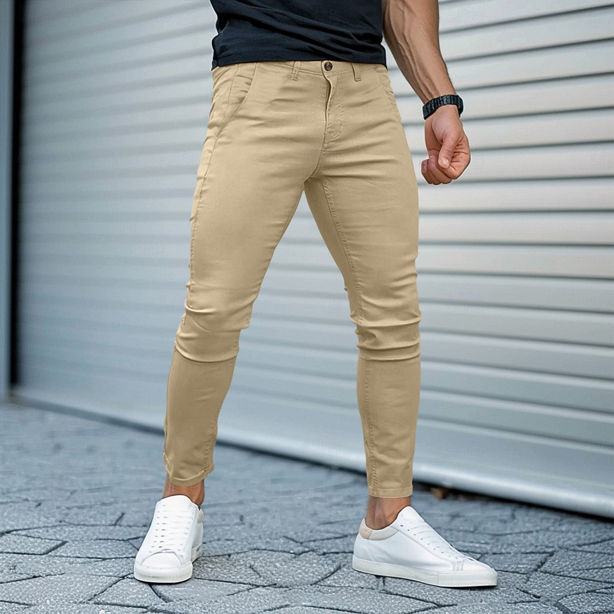 Herren Hose Chinos Sommerhose Freizeithose Fronttasche Einfach Komfort Atmungsaktiv Lässig Täglich Ferien Urlaub Mode Kürbis Schwarz 2026 - $29.99 –P1
