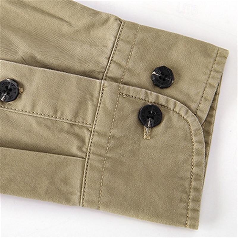 Herren Hemd Sommerhemd Freizeithemd Knopfhemd Cargohemd Dunkel Blau Kaki Armeegrün Langarm Einfach Hemdkragen Urlaub Hawaiianisch Tasche Bekleidung 100% Baumwolle Mode Lässig Bequem 2025 - $36.99 –P6