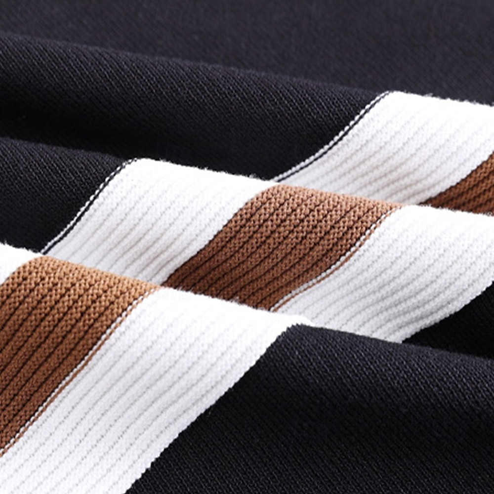 Herren Polo Strick-Polopullover Geschäft Lässig Revers Kurzarm Formell Gestreift Streifen Patchwork Sommer Ganzjahres Schwarz Weiß Grün Polo 2025 - $30.99 –P7