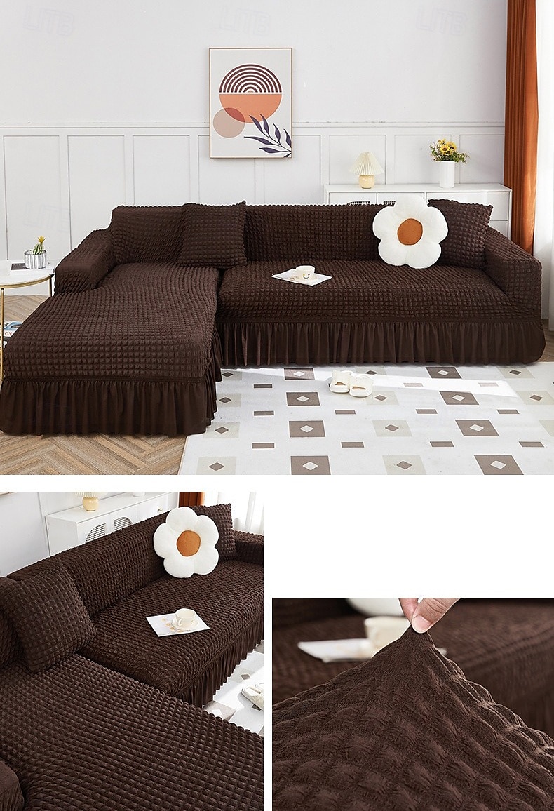 Stretch Couch Cushion Cover, 1 2 3 Seater Cushion Covers for L Shaped Sofa Chaise Longue, Sectional Sofa Slipcover Furniture Protector with Elastic Bottom 2025 - $19.99 –P5