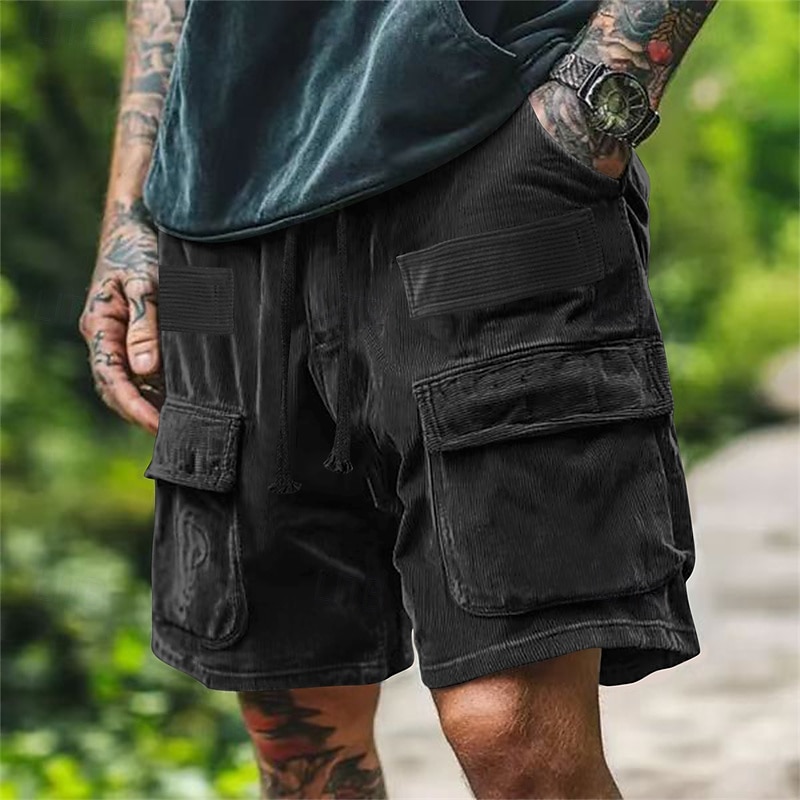 Voor heren Cargoshorts Korte broek Casual korte broek Wandelshorts Corduroy korte broek Trekkoord Elastische taille Meerdere zakken Effen Ademend Vochtregelerend Knielengte Buiten Casual Dagelijks 2025 - $22.99 –P6