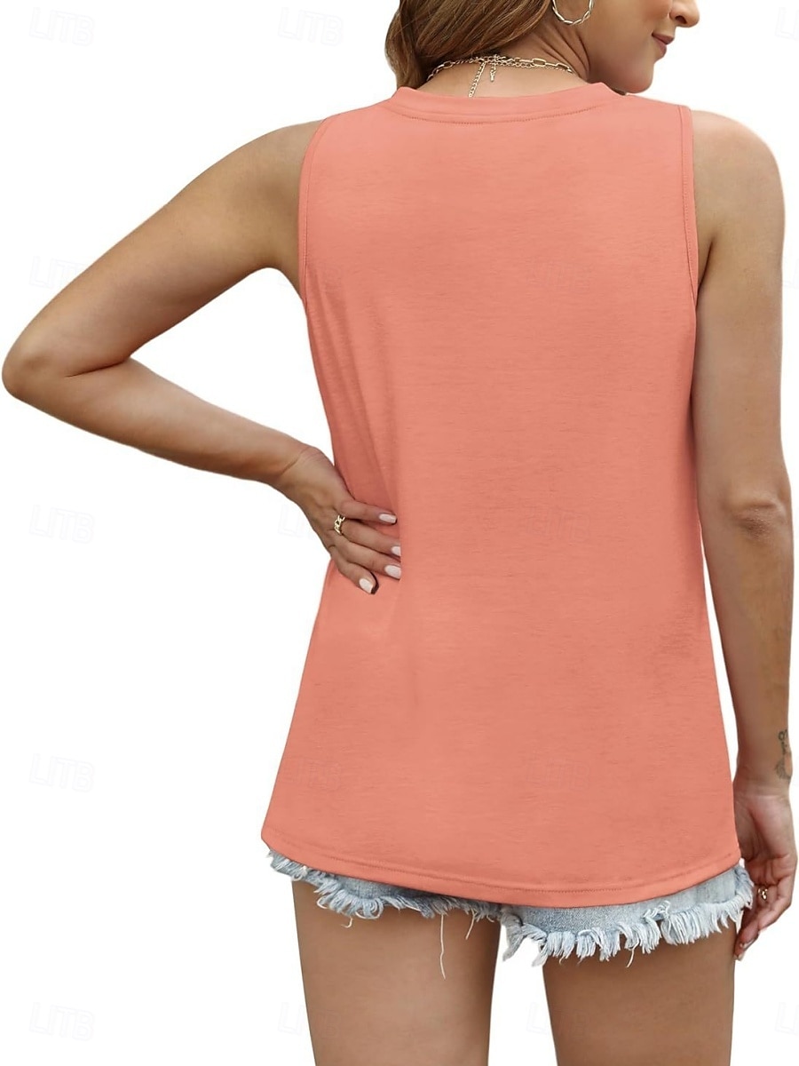 Női Camisole Tank Top Tömör szín Napi Alkalmi Ujjatlan Terített nyak Normál felsők Napi Fekete Arcpír rózsaszín Lóhere Szürke Nyár 2025 - $13.99 –P3