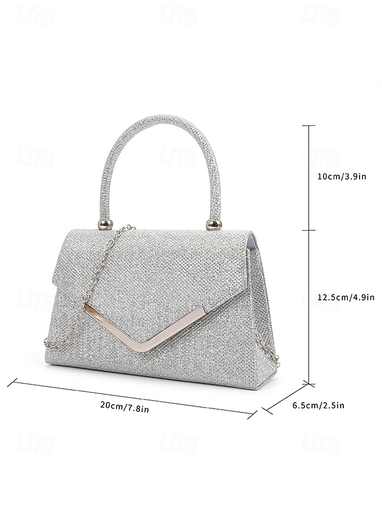 Glitter avondtas voor dames met kettingband – elegante gestructureerde tas met handgreep voor bruiloften, cocktailparty's en formele evenementen 2026 - $18.99 –P6