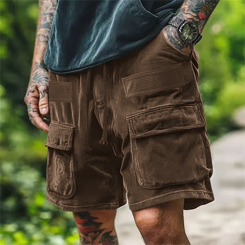 Voor heren Cargoshorts Korte broek Casual korte broek Wandelshorts Corduroy korte broek Trekkoord Elastische taille Meerdere zakken Effen Ademend Vochtregelerend Knielengte Buiten Casual Dagelijks 2025 - $22.99 –P1