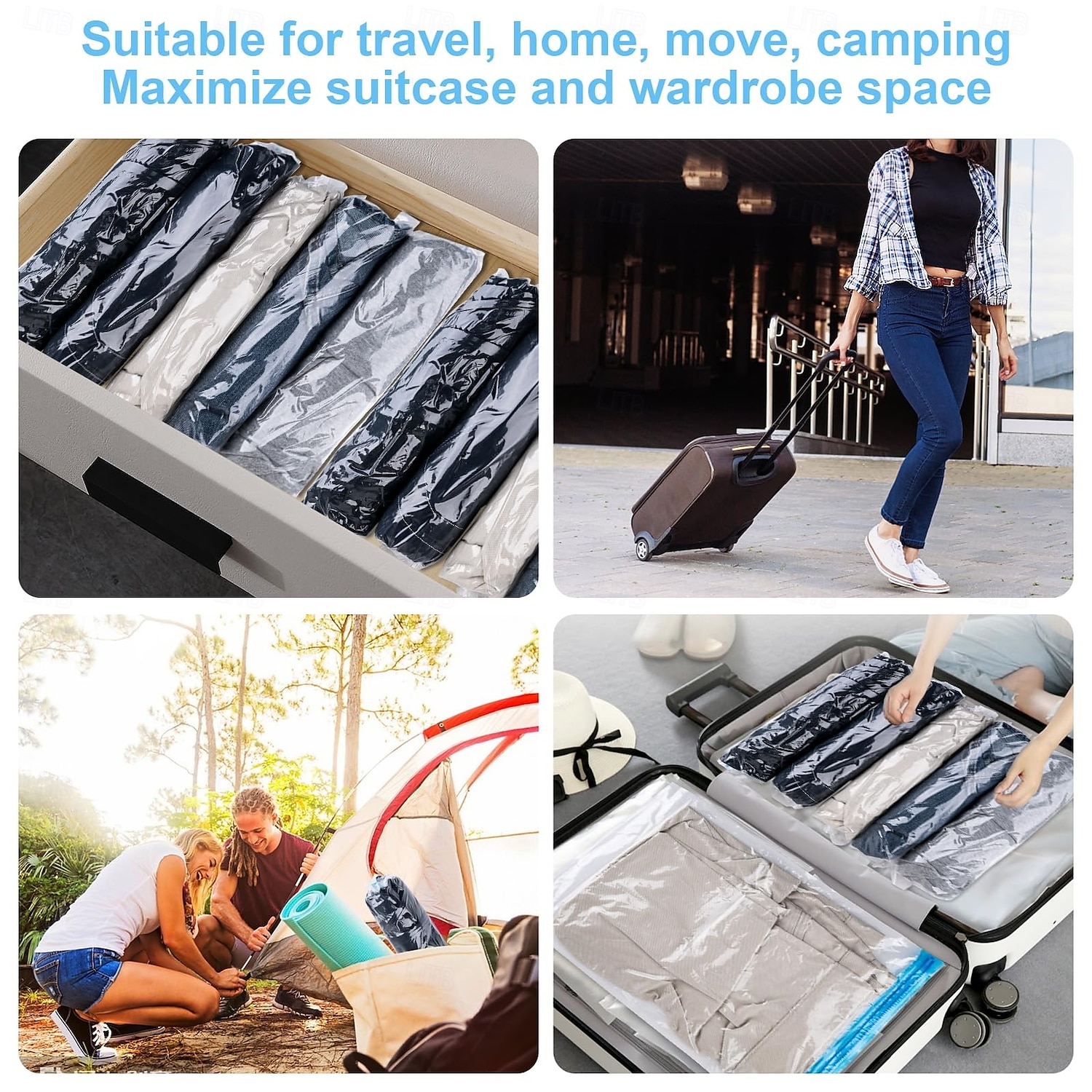 Compression Bags for Travel 10 PCS Space Saver Bags Hand Roll Vacuum Packing Bags for Travel No Vacuum Needed (3 Large 3 Medium 4 Small) Clothing Luggage Home Organizers Storage Bags 2026 - $19.99 –P4