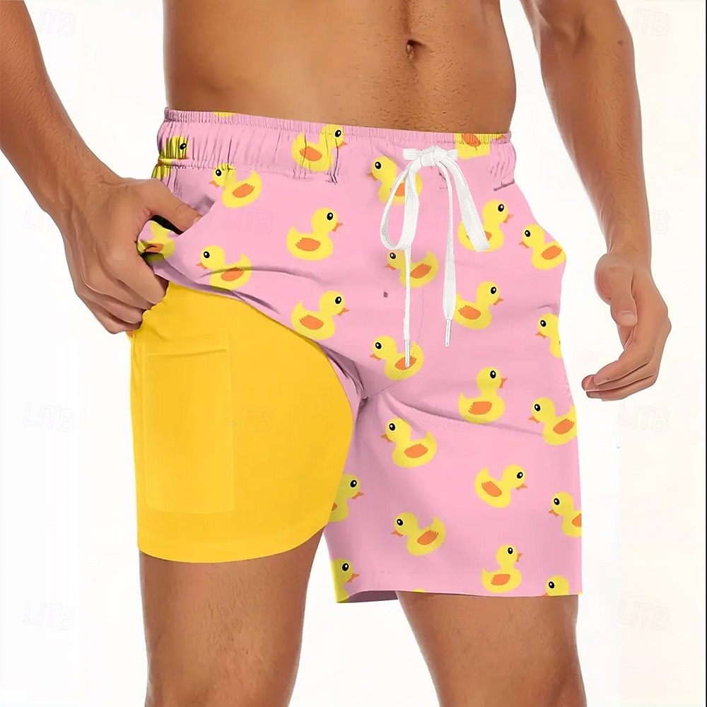 Voor heren dier Grappig Eend Gevoerde shorts 2 in 1 zwemshorts Zwemshorts Medium Taille Hawaii Vakantie Feestdagen Strand Kleding Zijzakken Met compressievoering Elastische tailleband met trekkoord 2025 - $21.99 –P3