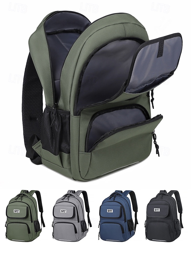 Casual ryggsäck för män med flera fack, slitstarkt nylonmaterial, snygg design för skola, resor och vardagsbruk - finns i grönt, grått, blått och svart 2025 - $26.99 –P4