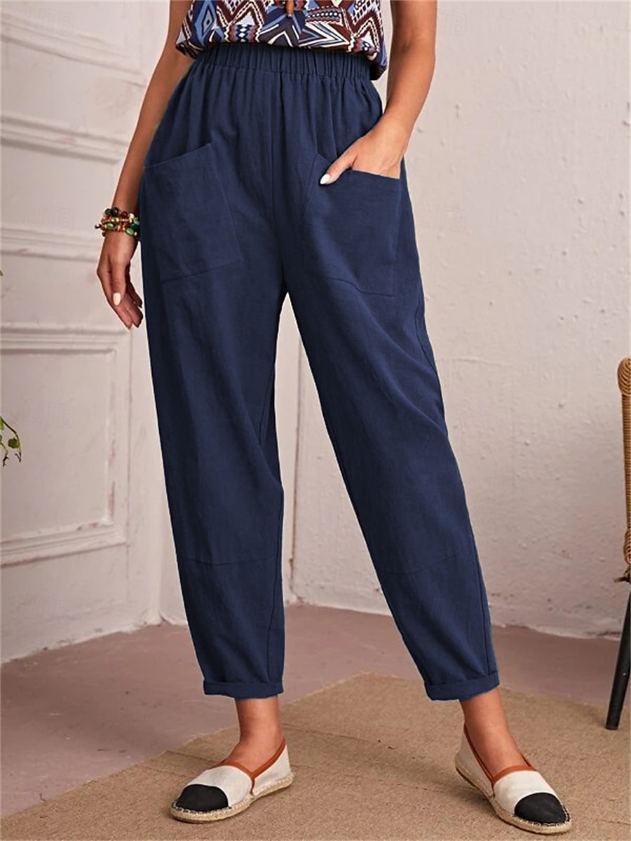 Per donna Pantaloni Affusolati Chinos Moda Streetwear Essenziale Lunghezza alla caviglia Vita media Semplice Tasca Elastico in vita Comodità All'aperto Micro-elastico Vacanza Streetwear Quotidiano del 2025 a $22.99 –P4