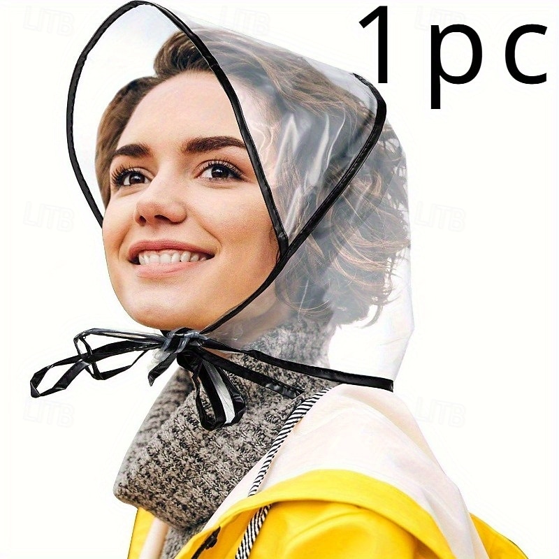 Turbante de lluvia de PVC transparente, no textil, inelástico, resistente al agua, diseño minimalista, lavable a mano, con instrucciones de uso, para mujeres, días de lluvia y actividades al aire 2025 - $5.99 –P10