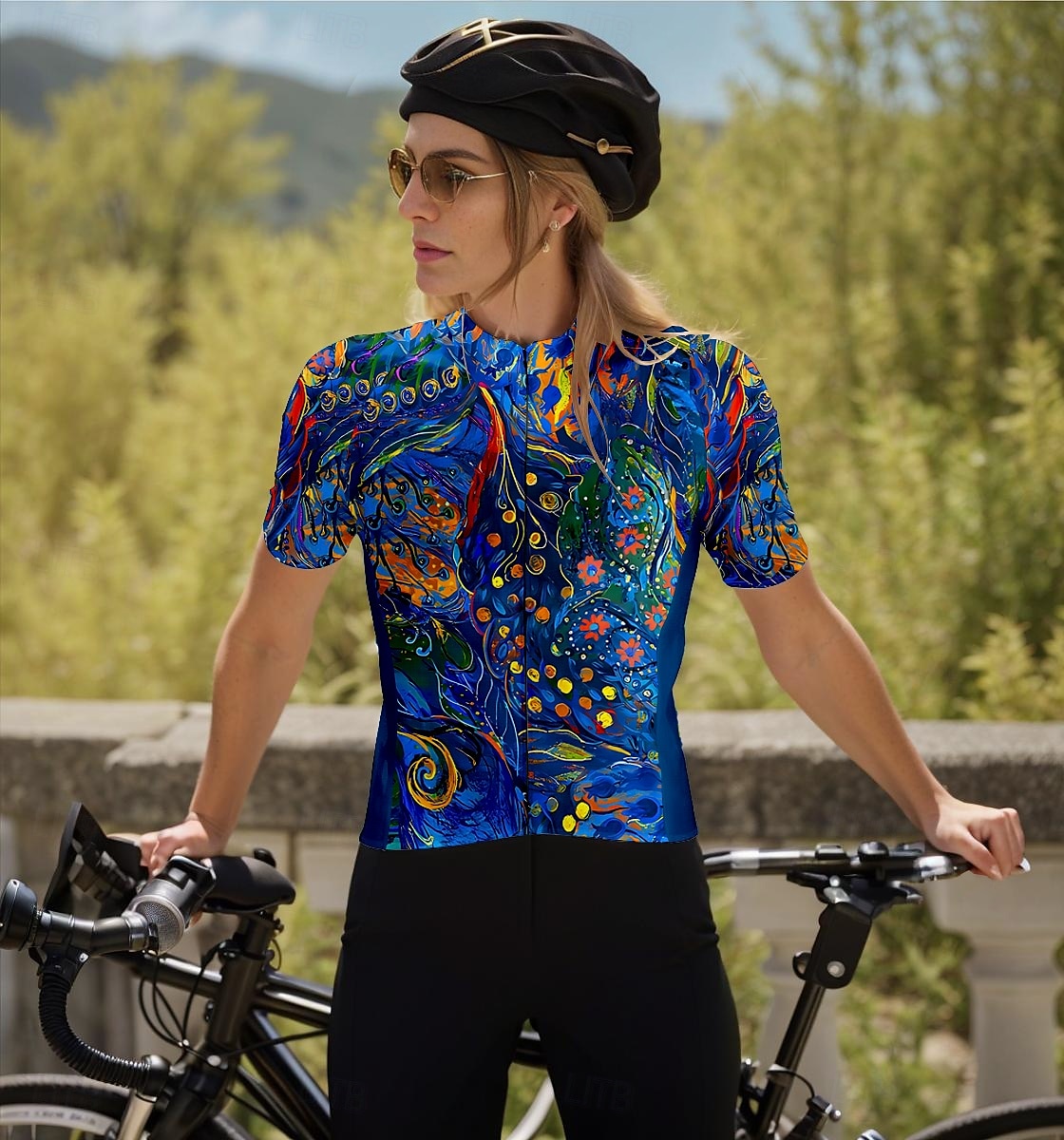 Damen Radtrikot Kurzarm Fahhrad Trikot Oberteil mit 3 Gesäßtaschen Atmungsaktiv Schnelltrocknend Feuchtigkeitsableitend Reflektierende Streifen Marinenblau Sport Bekleidung 2025 - $23.19 –P1