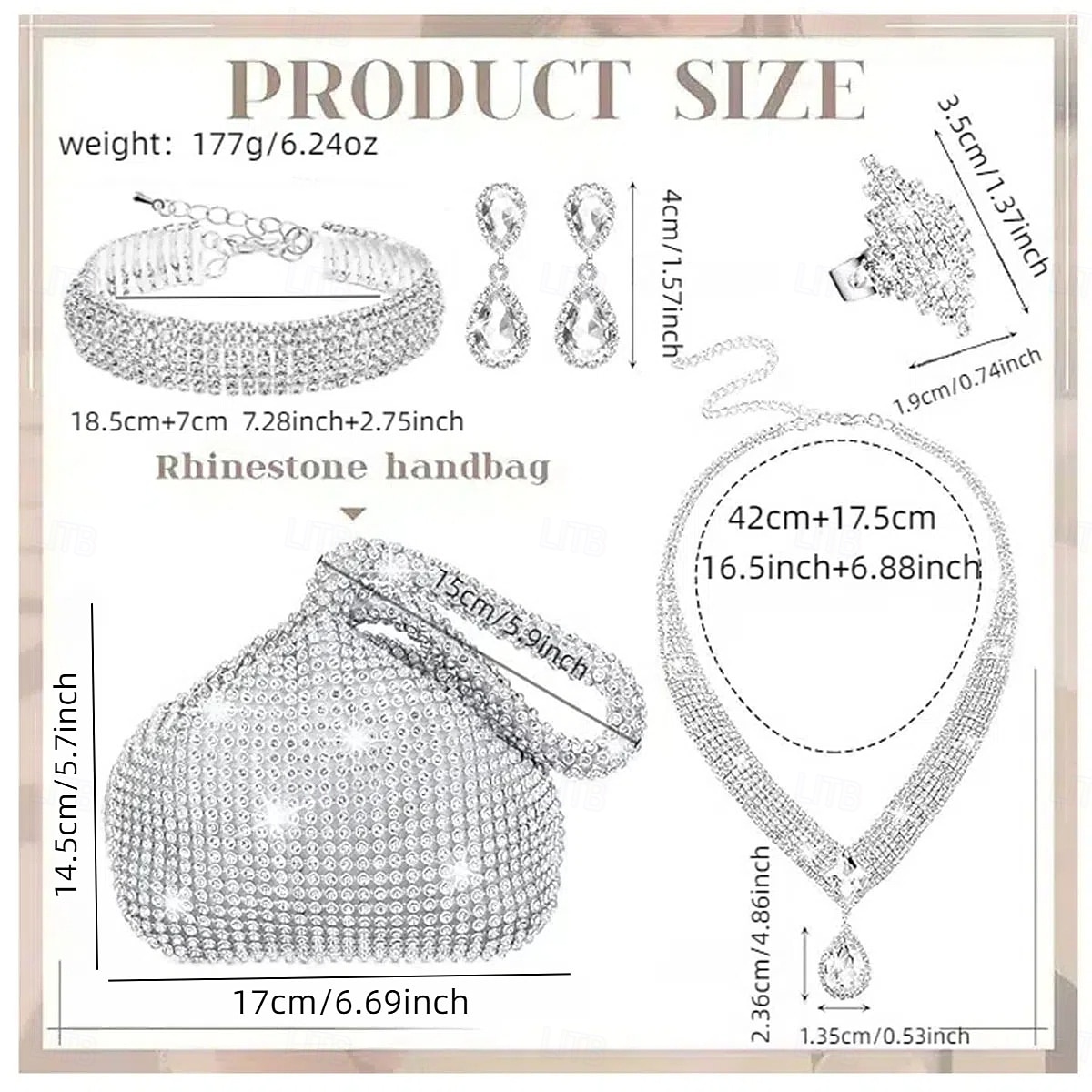 Halskette Ohrringe Ring Outfits Tasche elegant &luxuriöse funkelnde Polyester-Strass-Legierung für Cosplay-Modeschmuck für Damen 2026 - $40.99 –P5