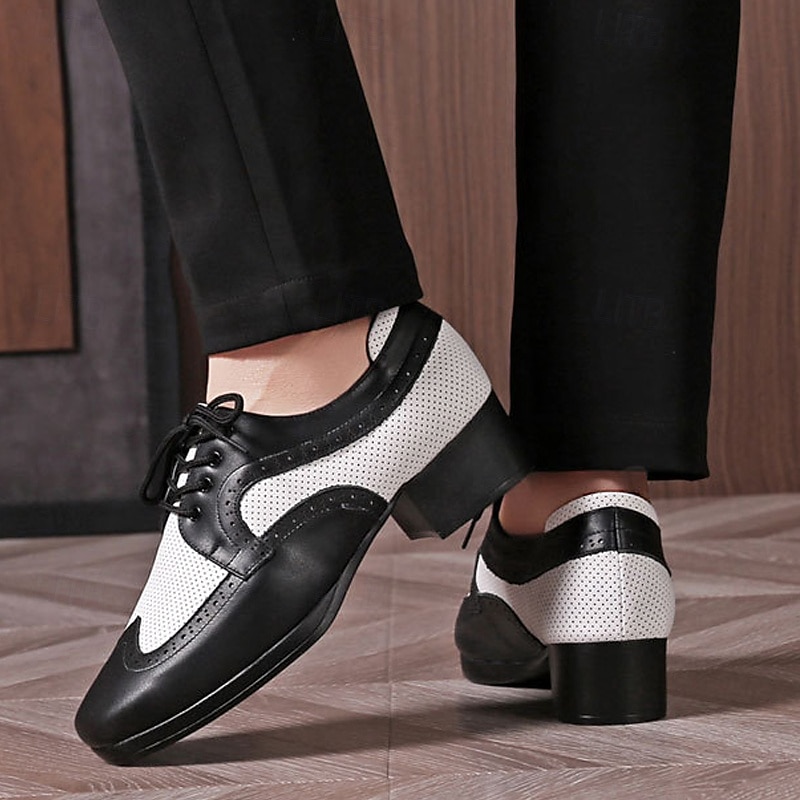 Homens Brogue Bullock Shoes Dança disco Pele PU Respirável Confortável Antiderrapante Com Cadarço Branco / Preto Preto Marron Outono Inverno de 2025 por $59.99 –P5