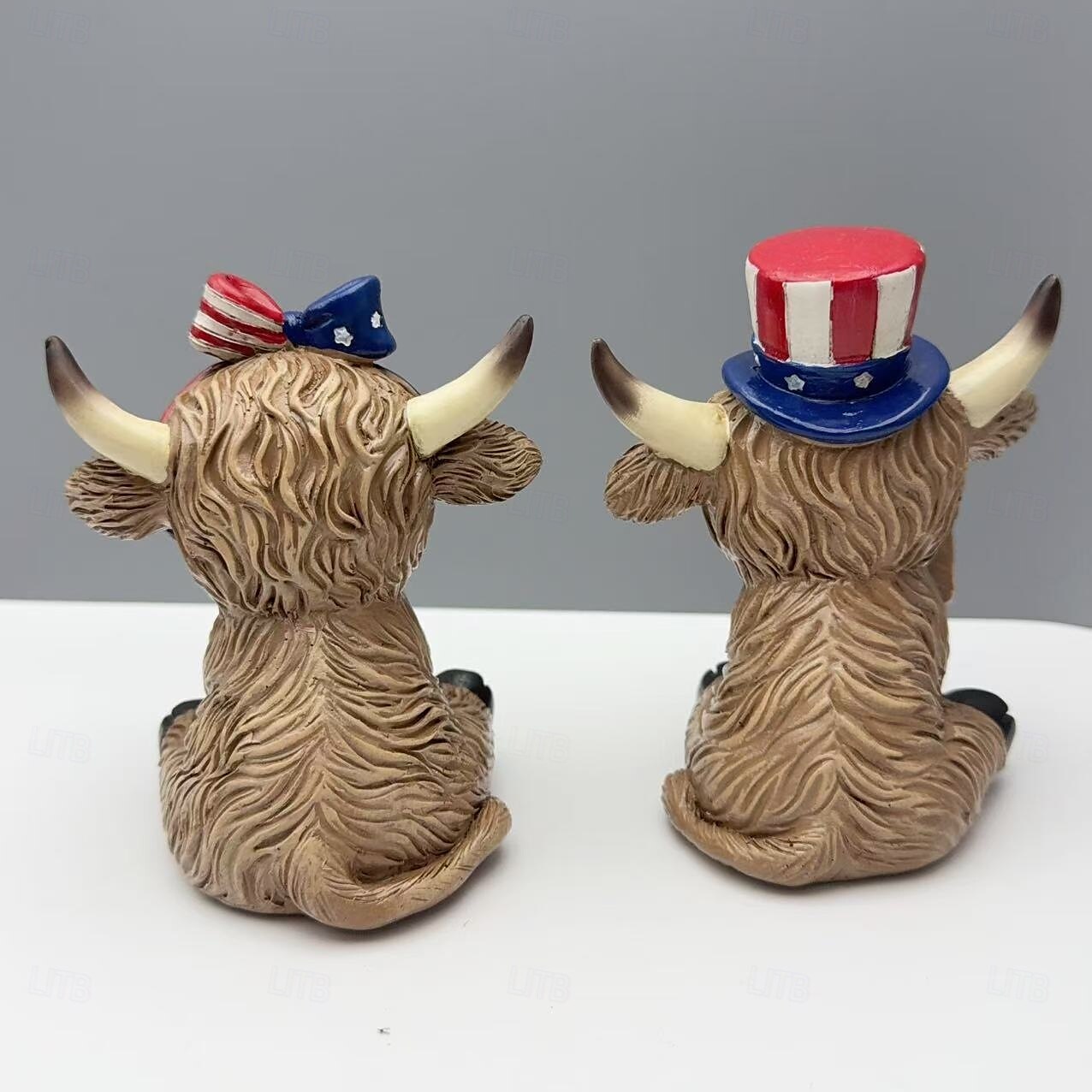 Décorations du 4 juillet, yaks patriotiques des Highlands pour la décoration intérieure, statue de jardin américaine, décorations de jardin extérieures, figurine de yak des Highlands étoiles et de 2025 ? $18.49 –P5