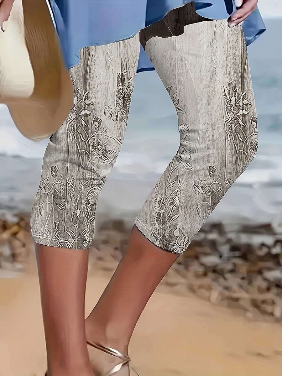Dames Leggings Capri Broeken 3D Print Hoge Elasticiteit Vakantie Vintage Mode Kuitlengte Hoge Taille Bloemen Grafische Afdrukken Ademend Zacht Rekbaar Formeel Vakantie Kantoor Buff Roze Blauw Amethist 2025 - $18.99 –P4