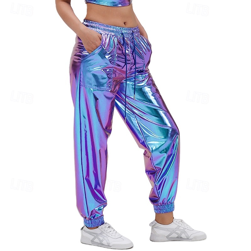Retro Vintage 1980er Knöchellänge Hose Jogger Disco Lack-Latex glänzend Metallisch Einfarbig Kostüm Herren Halloween Karneval Pride Parade Pride-Monat Erwachsene Hose Ganzjahres 2025 - $23.99 –P1