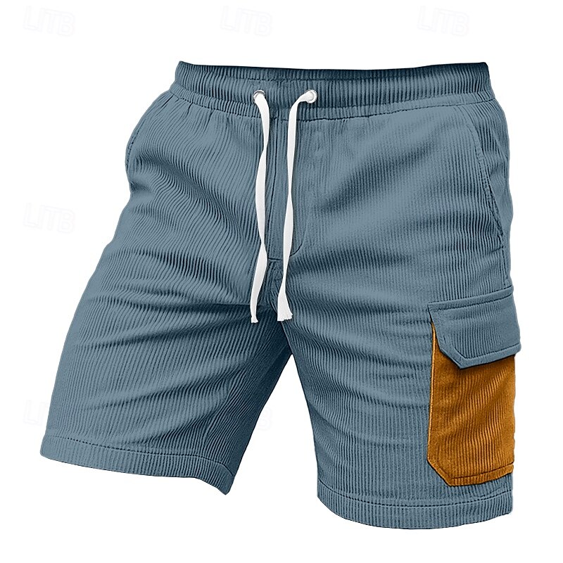 Homens Bermuda Cargo Calças de Veludo Shorts de acampamento Calção Shorts de praia Com Cordão Cintura elástica Bolso multi Bloco de cor Tecido Conforto Macio Comprimento do joelho Ao ar livre Casual de 2025 por $21.99 –P6