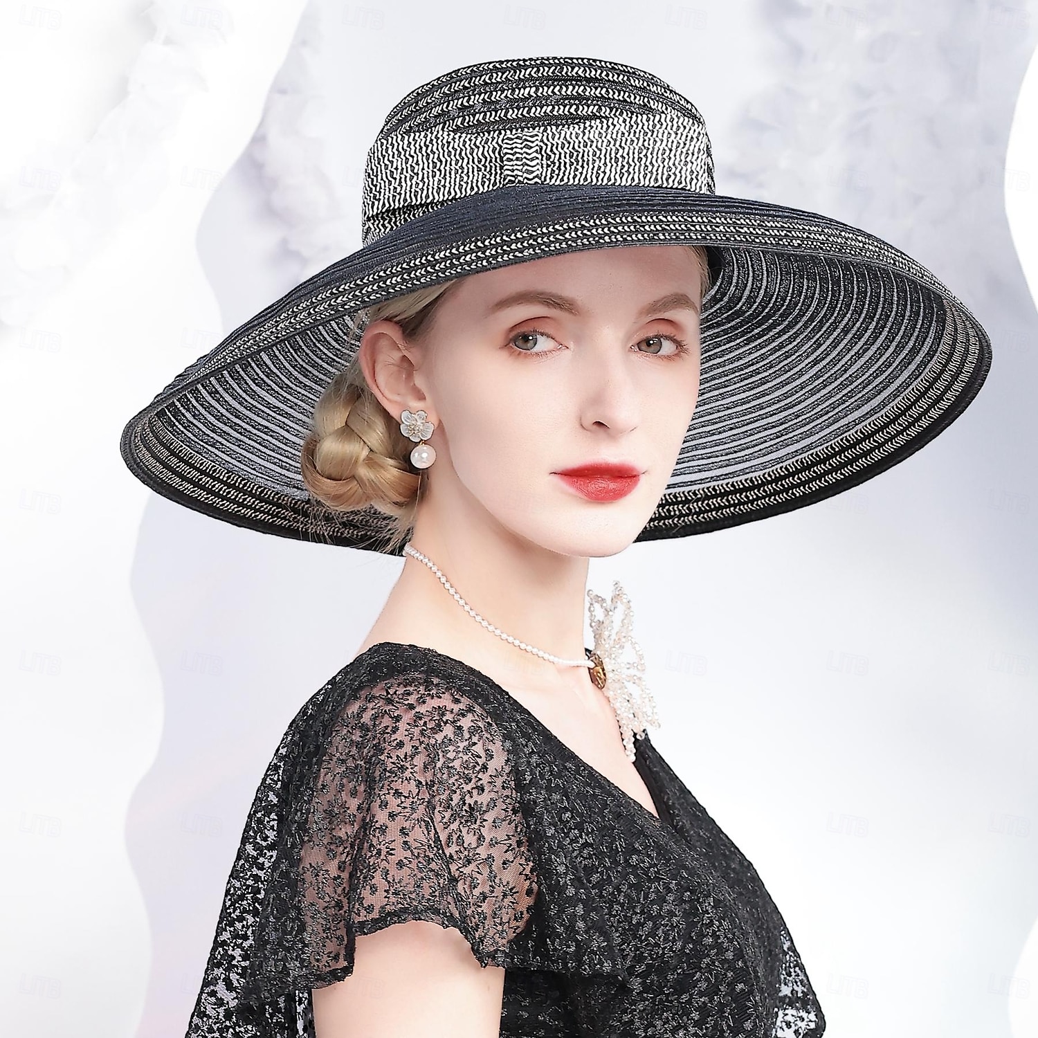 Cappello di tulle  intrecci Kentucky Derby  Cappelli  Copricapi con fiori 1pc Matrimonio  Occasione speciale  Copricapo casual abito per impressionare Abito per il giorno delle corse 2025 del 2025 a $60.99 –P9