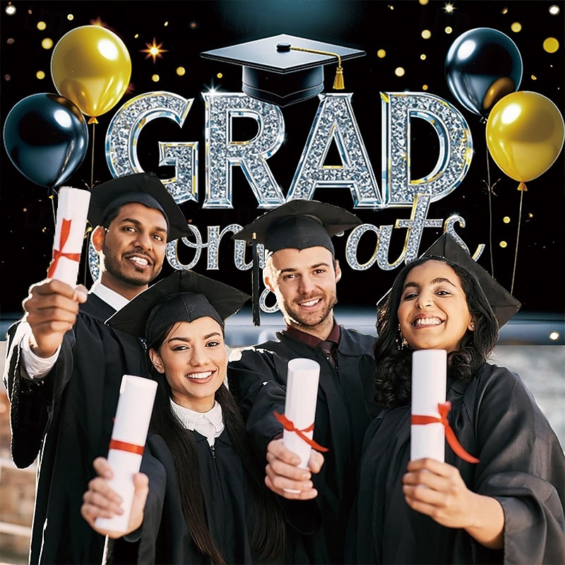 Gefeliciteerd Grad Banner Afstudeerachtergrond Afstudeerdecoraties 2025 Gefeliciteerd Afgestudeerde Banner Grad Decoraties Patio Tuin School 2025 - $13.99 –P1