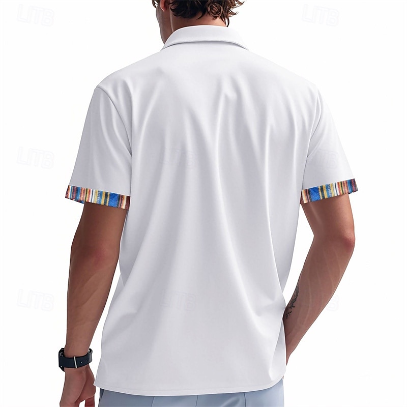 Per uomo Camicia Camicia Estiva Camicia casual Camicia da Spiaggia Camicia con Bottoni Nero Bianco Kaki Grigio chiaro Grigio scuro Manica Corta A righe Bavero Vacanza Camicia hawaiana Tasca del 2025 a $24.99 –P4