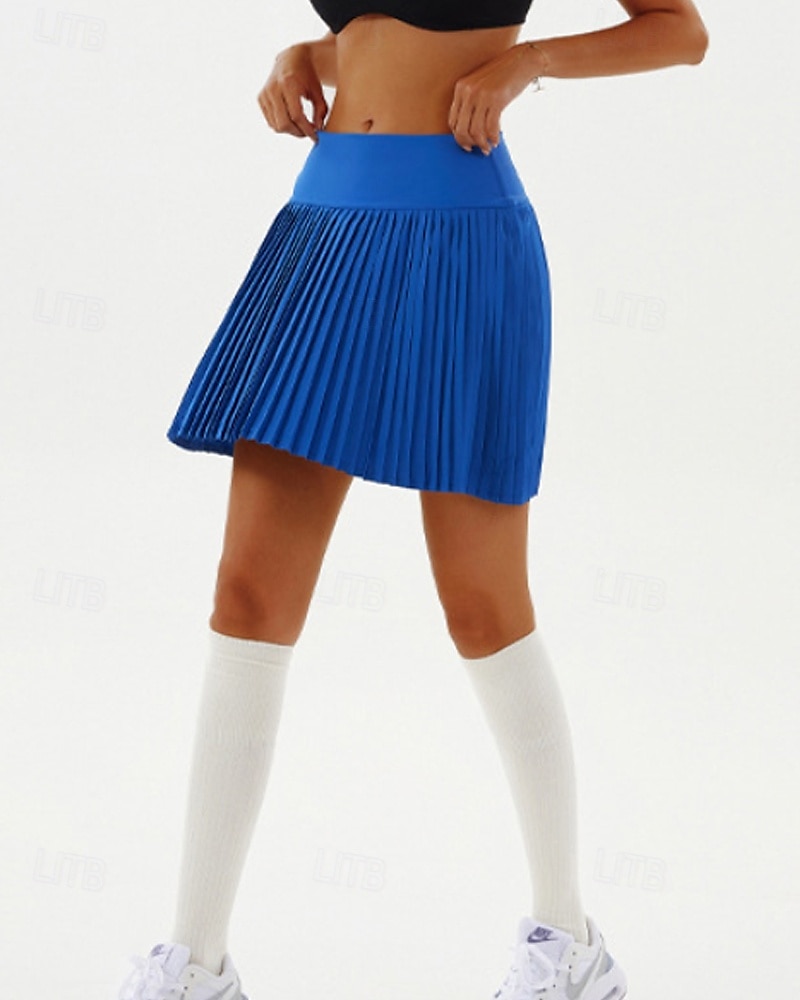 US Open Women's Tennis Skirts Tennis Skirts with Shorts Pleated Side Pockets Breathable Tennis Golf Pickleball Patchwork Solid Colored Bottoms Black White Pink Tennis Clothing 2025 - $27.99 –P9