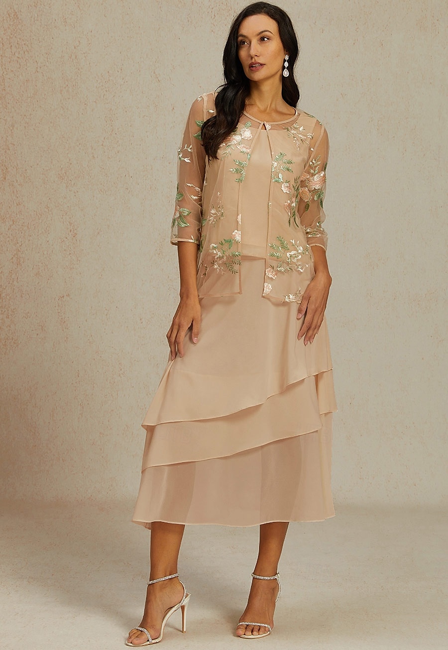 Dámské Šifonové topy Krajka Výšivka Květinový Elegantní stylové Základní 3/4 délka rukávu Tričkový Běžné topy Meruňková Léto 2026 - $28.99 –P5