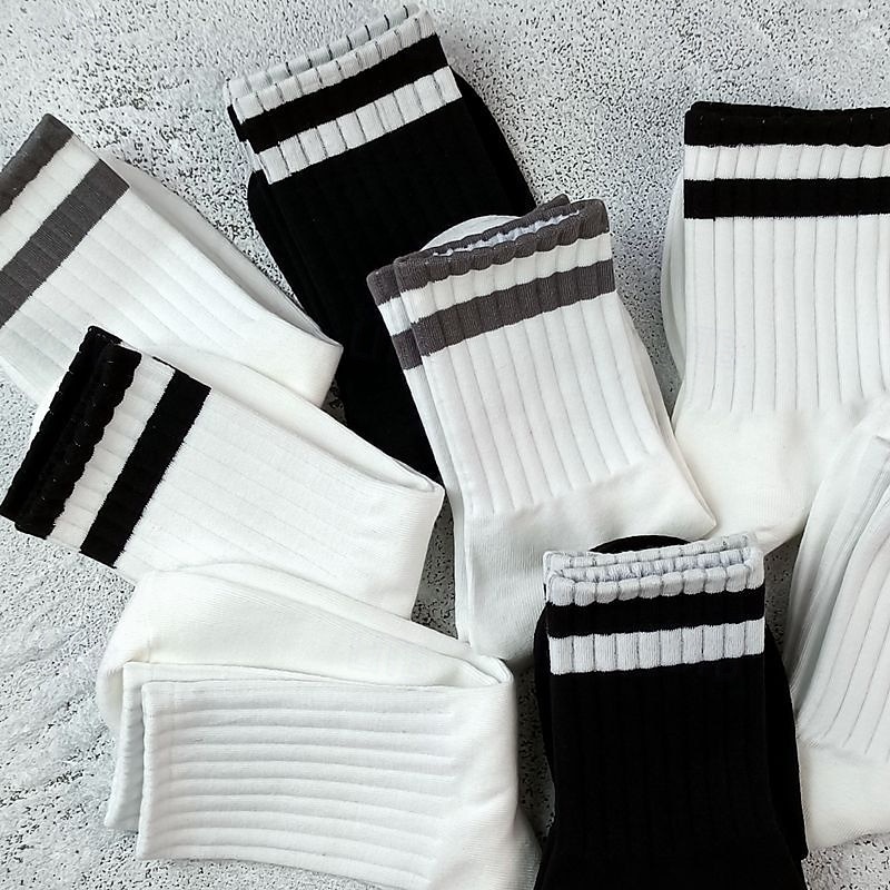 Hombre 5 pares Paquetes múltiples Calcetín Calcetines para correr Calcetines informales Negro Blanco Color Plano Vacaciones Deporte Diario Básico Medio Primavera Otoño Moda Casual 2025 - $7.49 –P2