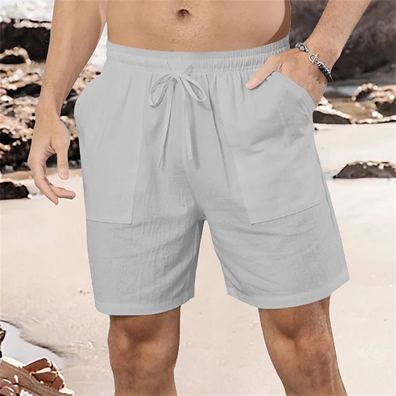 Homens Calção Shorts de linho Shorts de verão Shorts de praia Bolsos Com Cordão Cintura elástica Tecido Conforto Respirável Curto Férias Feriado Praia Havaiana Boho Preto Branco de 2025 por $17.99 –P8