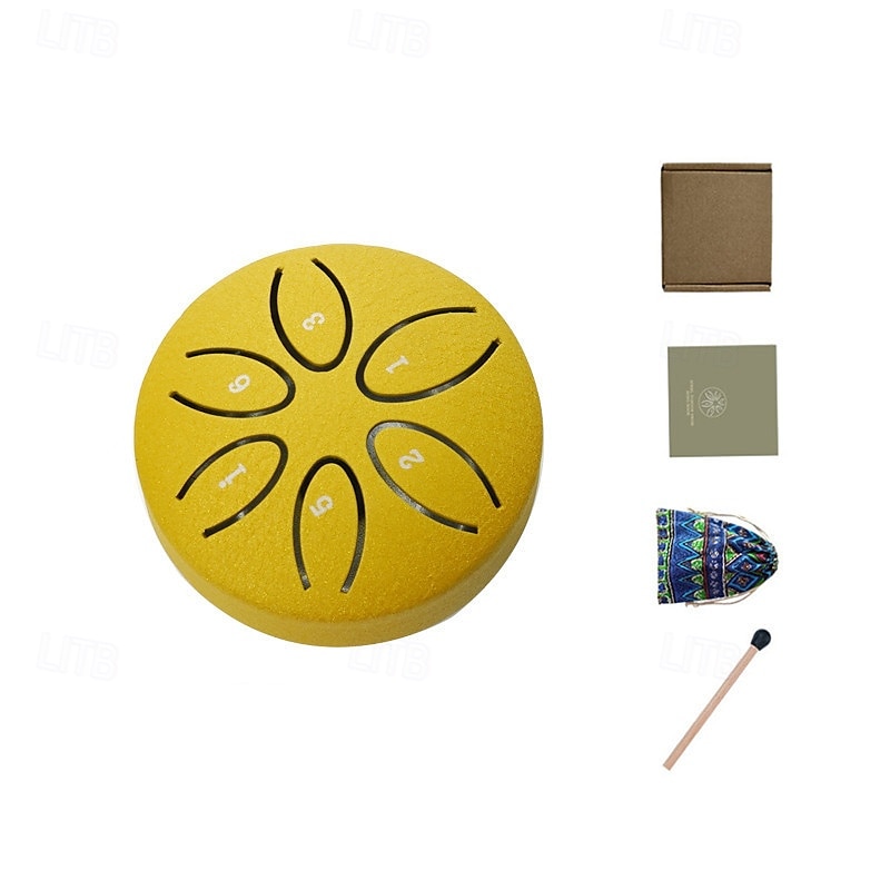 Tambor de chuva para jardim externo com protetores de dedos de 3 polegadas e 6 notas, tambor de língua de aço, mini tambor de mão à prova d'água com protetores de dedos, instrumento musical de de 2025 por $17.99 –P8