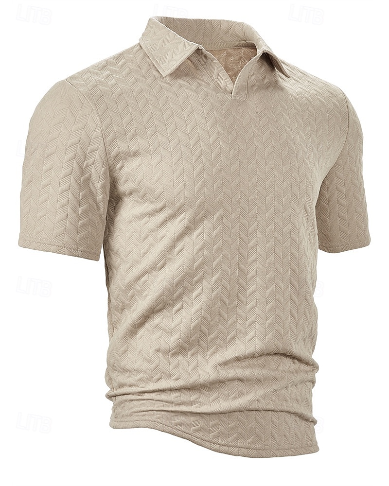 Men's Golf Shirt Golf Polos Shirts Work Casual Lapel Short Sleeve Basic Modern Plain Jacquard Summer Regular Fit Black White Blue Khaki Golf Shirt 2025 - $17.99 –P20