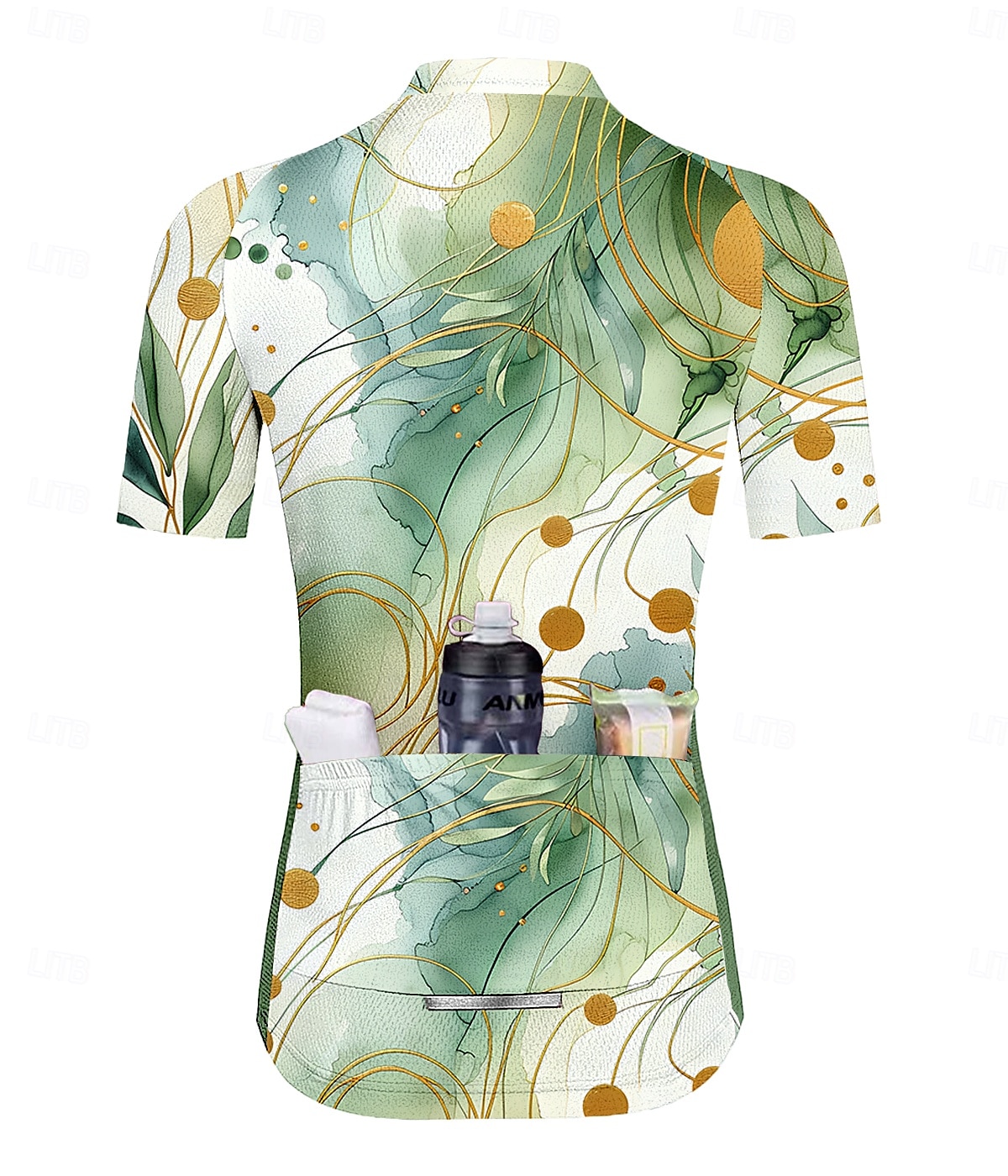 Dames Wielrenshirt Korte mouw Fietsen Shirt Kleding Bovenlichaam met 3 achterzakken Zonbescherming UV-bestendig Ademend Sneldrogend Groen Sport Kleding 2025 - $28.99 –P2